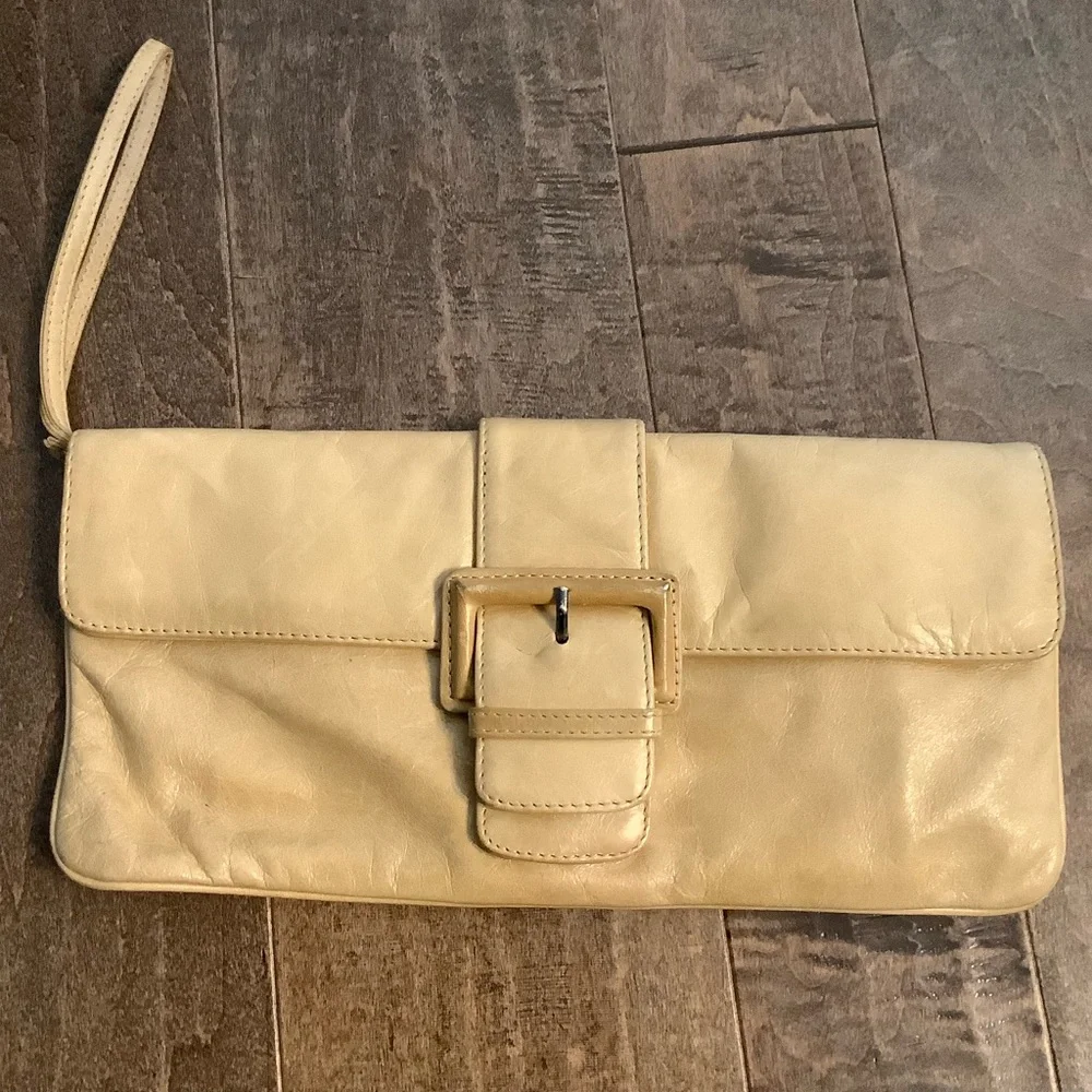 HOBO Elegant Mustard Yellow Vegan Leather Clutch Bag